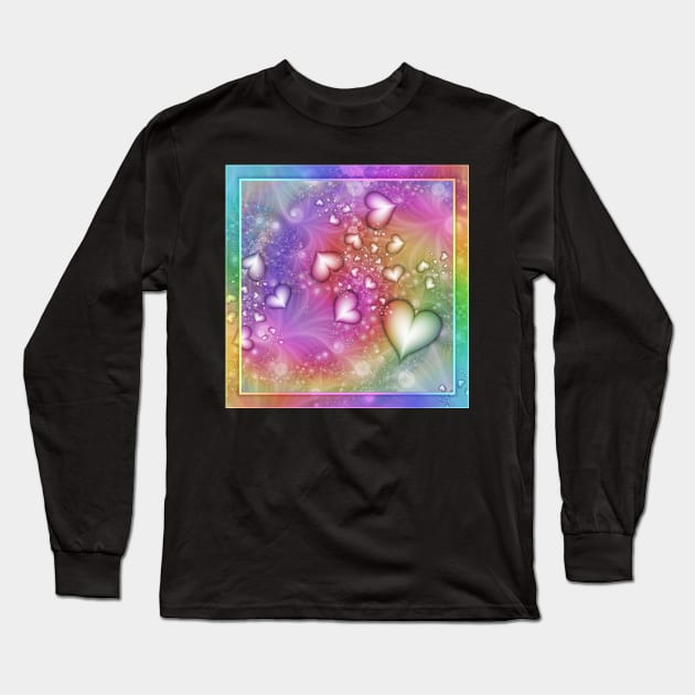 Rainbow Love Fractal Long Sleeve T-Shirt by KirstenStar 